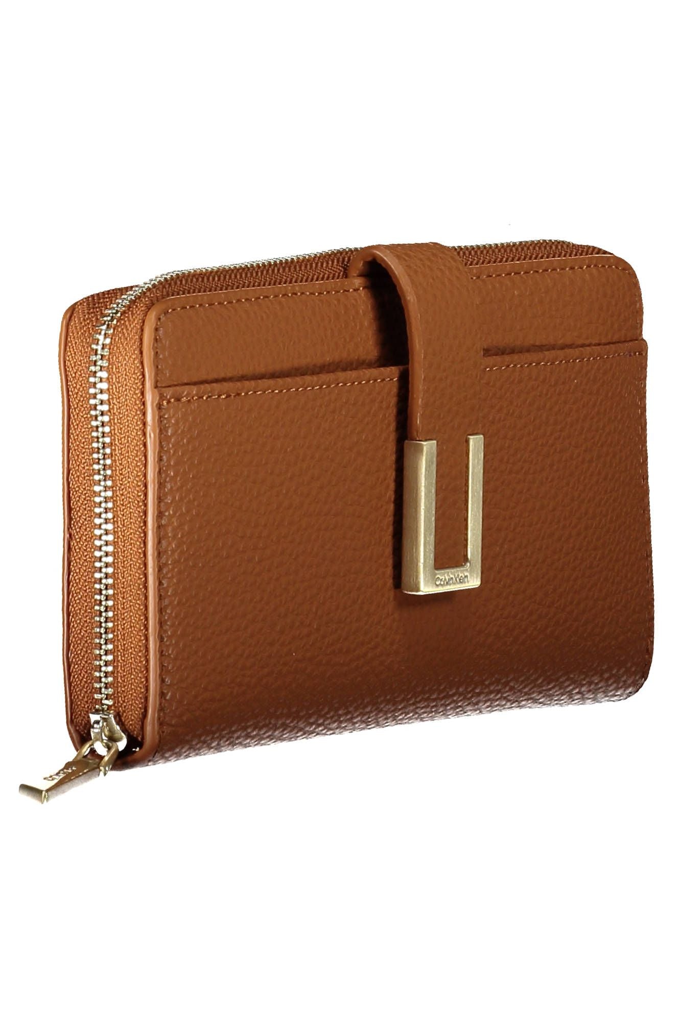 Chic Brown Polyester Wallet with Multiple Compartments