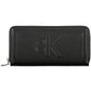 Elegant Black Polyurethane Wallet with Contrasting Details