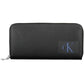 Elegant Black Polyurethane Wallet with Zip Closure