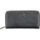 Elegant Black Polyester Wallet with Zip Closure