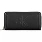 Elegant Black Polyethylene Wallet with Coin Purse