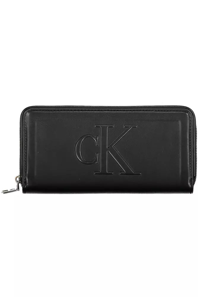 Elegant Black Polyethylene Wallet with Coin Purse