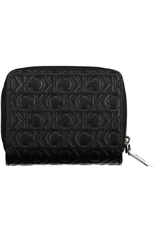 Sleek Black Polyester Wallet with Chic Details