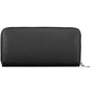 Elegant Black Polyurethane Wallet with Zip Closure
