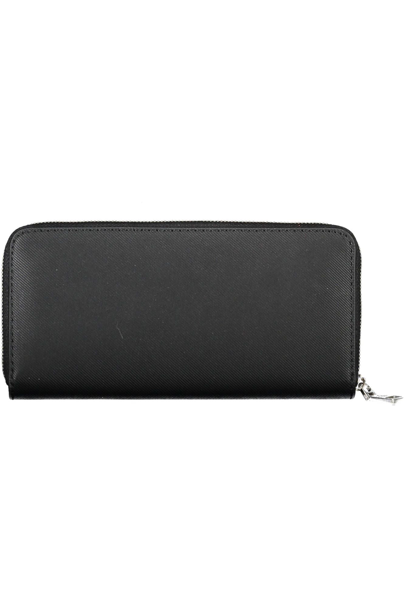 Elegant Black Polyurethane Wallet with Zip Closure