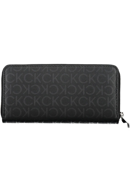 Elegant Black Polyester Wallet with Coin Purse