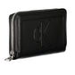 Elegant Black Polyurethane Wallet with Contrasting Details