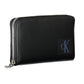 Elegant Black Polyurethane Wallet with Zip Closure