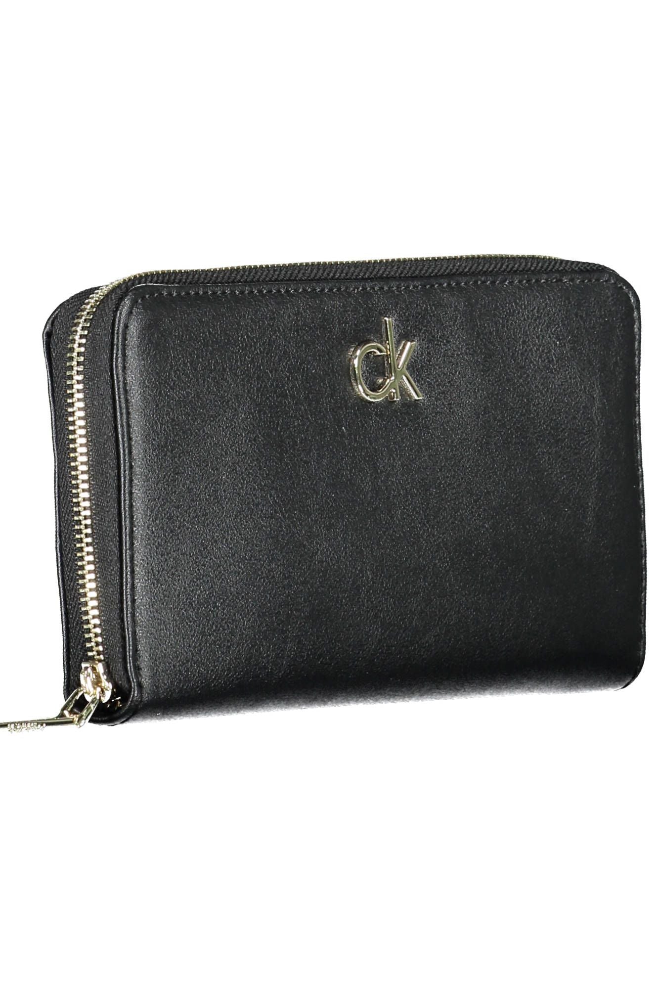 Elegant Black Polyester Wallet with Zip Closure