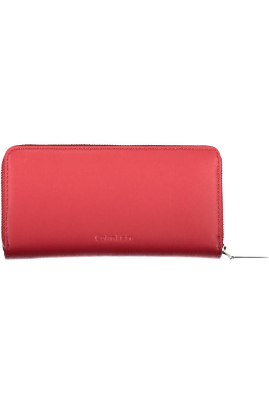 Elegant Red Polyurethane Wallet with Coin Purse