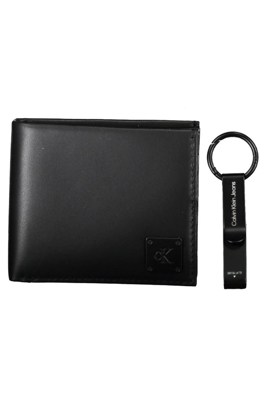 Sleek Leather Wallet and Keychain Duo