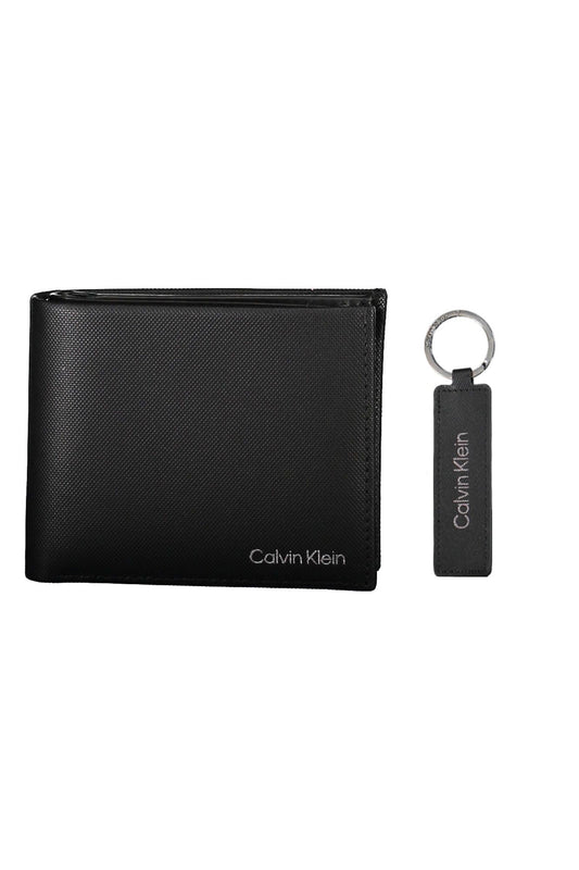 Elegant Leather Wallet & Keychain Combo in Black