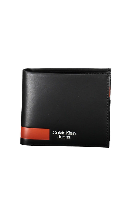 Elegant Black Leather Wallet with Contrasting Details