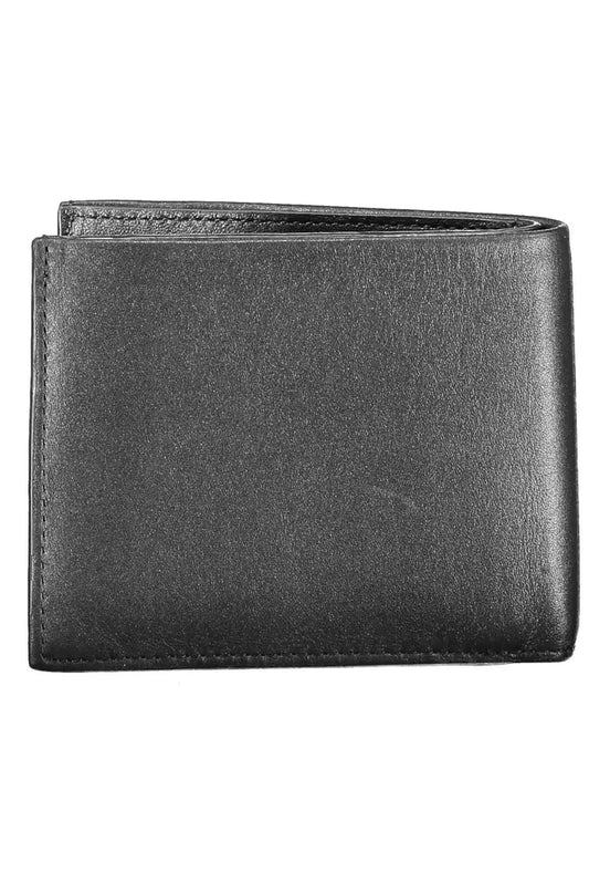 Sleek Black Leather Dual-Compartment Wallet