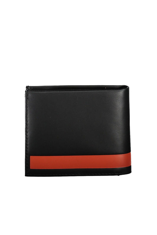 Elegant Black Leather Wallet with Contrasting Details