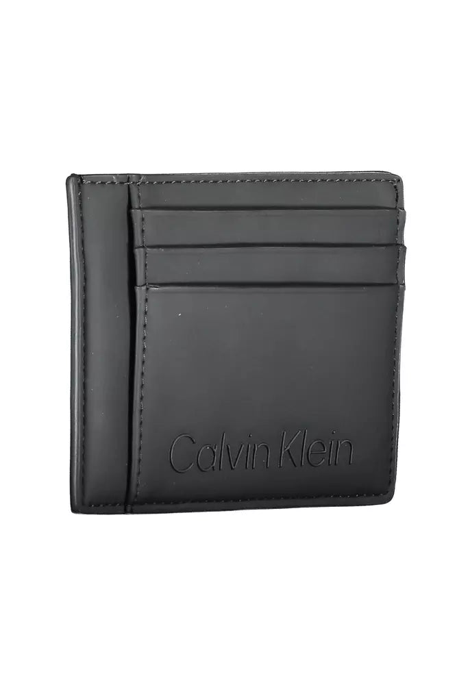 Sleek Black Card Holder with Coin Pocket