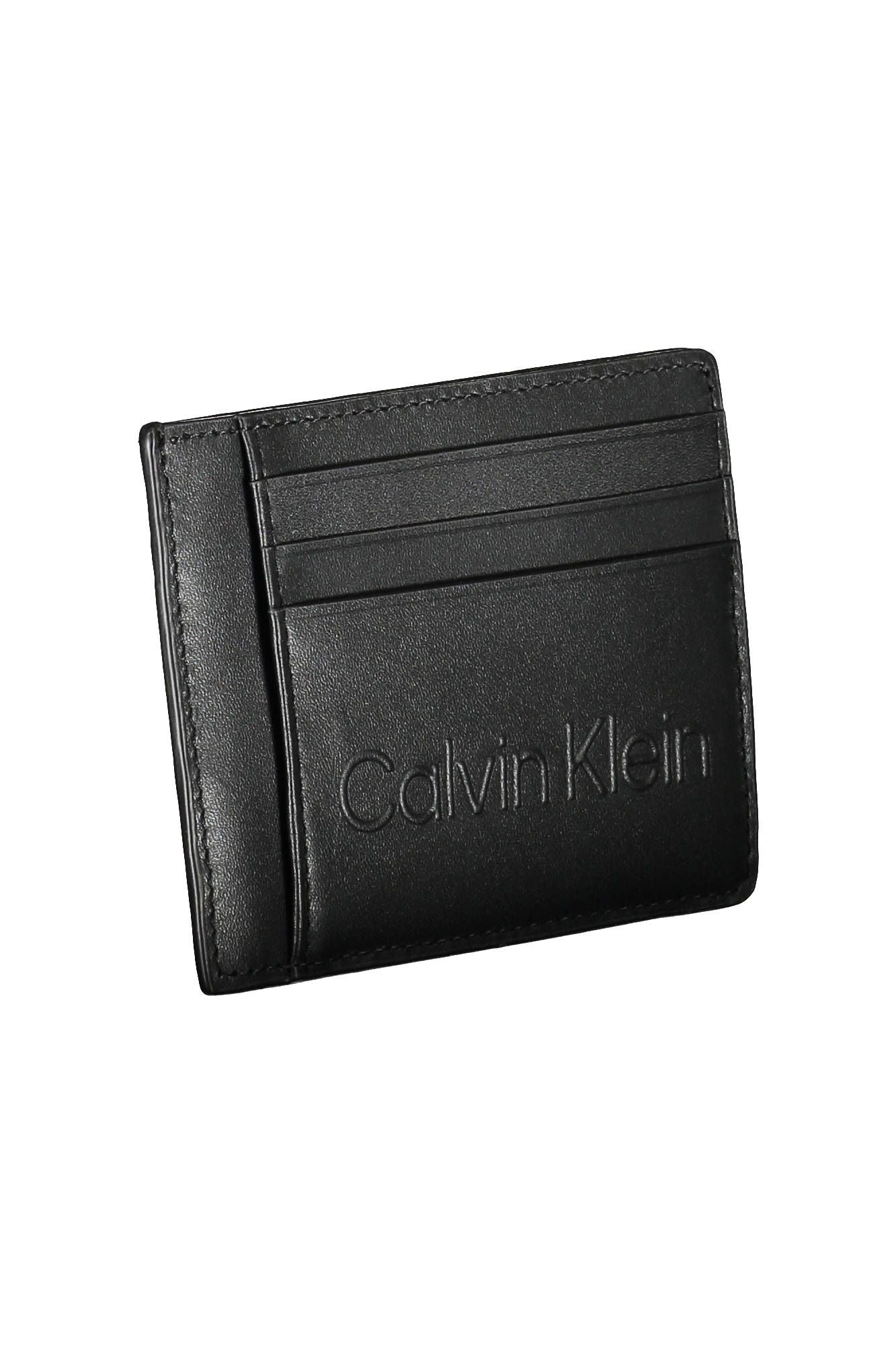 Sleek Black Polyurethane Card Holder