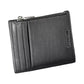 Sleek Black Leather Zip Card Holder