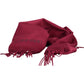 Sumptuous Wool Red Scarf with Contrasting Embroidery