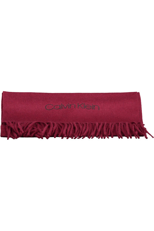 Sumptuous Wool Red Scarf with Contrasting Embroidery