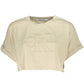 Chic Beige Embroidered Logo Tee