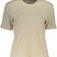 Elegant Beige Embroidered Tee with Contrasting Details