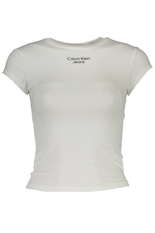 Chic White Logo Print Crew Neck Tee