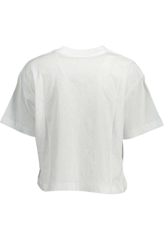 Chic White Embroidered Logo Tee