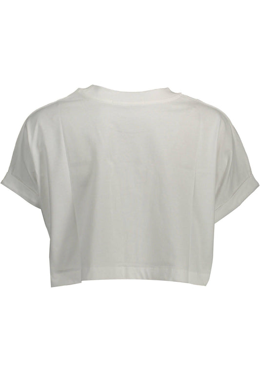 Chic White Logo Print Crew Neck Tee