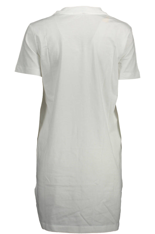Elegant White Cotton Maxi T-shirt with Logo