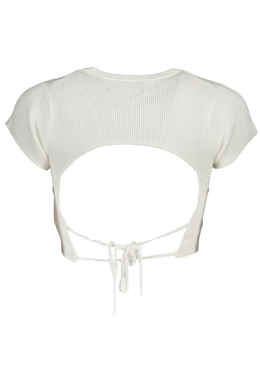 Chic White Lace-Up Back Tee
