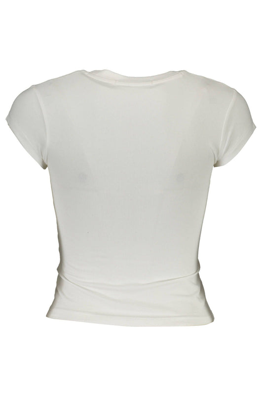 Chic White Logo Print Crew Neck Tee