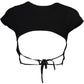Elegant Backless Top with Contrasting Embroidery