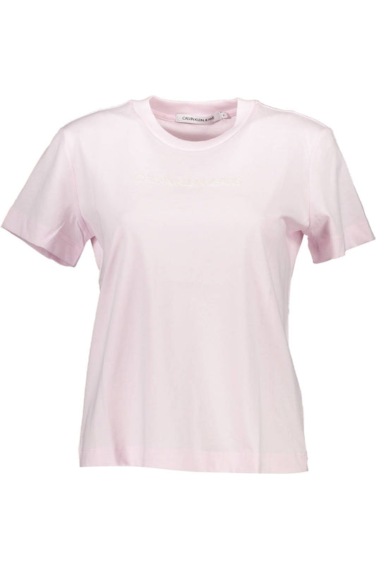 Chic Pink Organic Tee with Contrast Detail