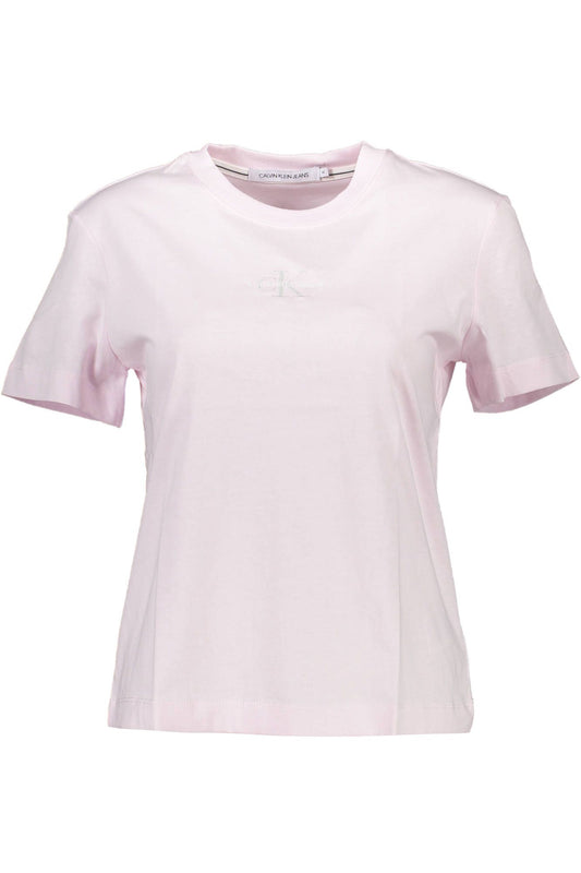 Chic Pink Embroidered Logo Tee