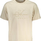Chic Beige Cotton Tee with Iconic Embroidery