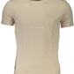 Beige Embroidered Logo Tee