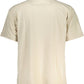 Chic Beige Cotton Tee with Iconic Embroidery
