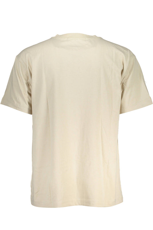 Chic Beige Cotton Tee with Iconic Embroidery