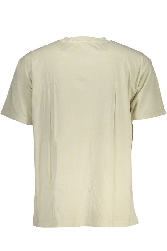 Elegant Beige Logo Tee With Chic Embroidery