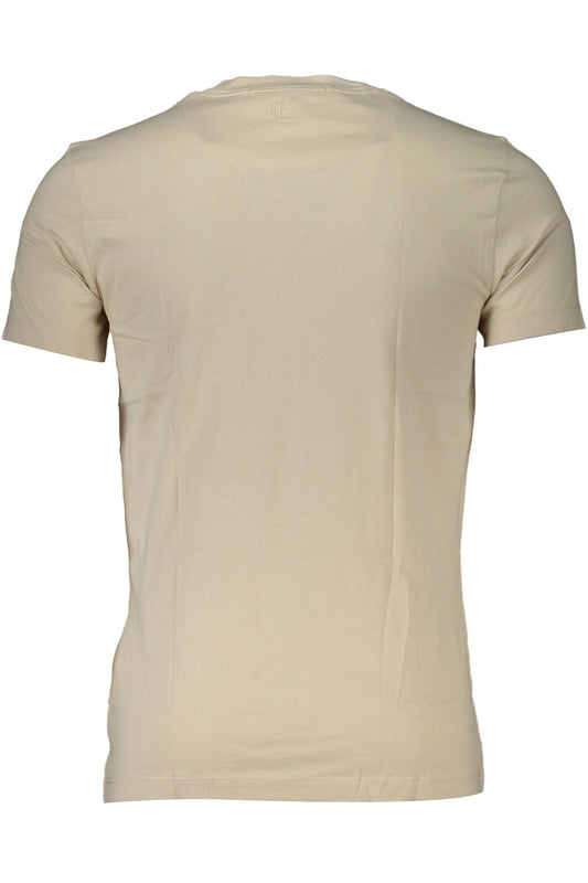 Beige Embroidered Logo Tee