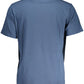 Elegant Blue Cotton Tee with Iconic Print
