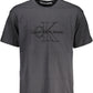 Elegant Embroidered Gray Cotton Tee