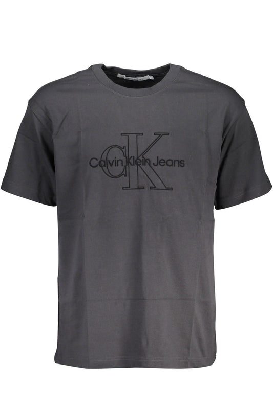 Elegant Embroidered Gray Cotton Tee