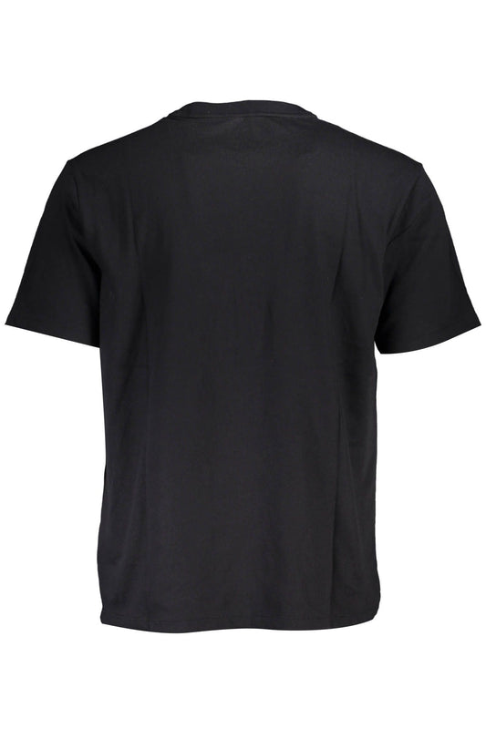 Sleek Black Cotton Tee with Timeless Print