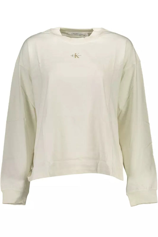 Elegant White Logo Tee with Long Sleeves