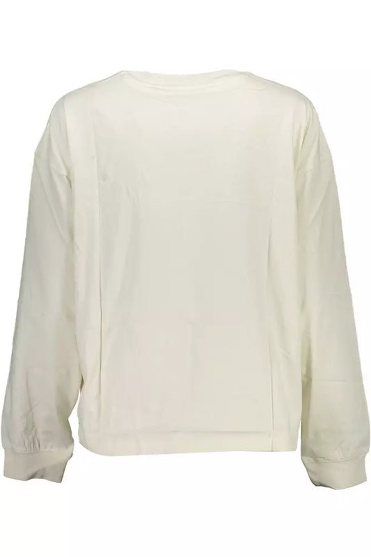 Elegant White Logo Tee with Long Sleeves