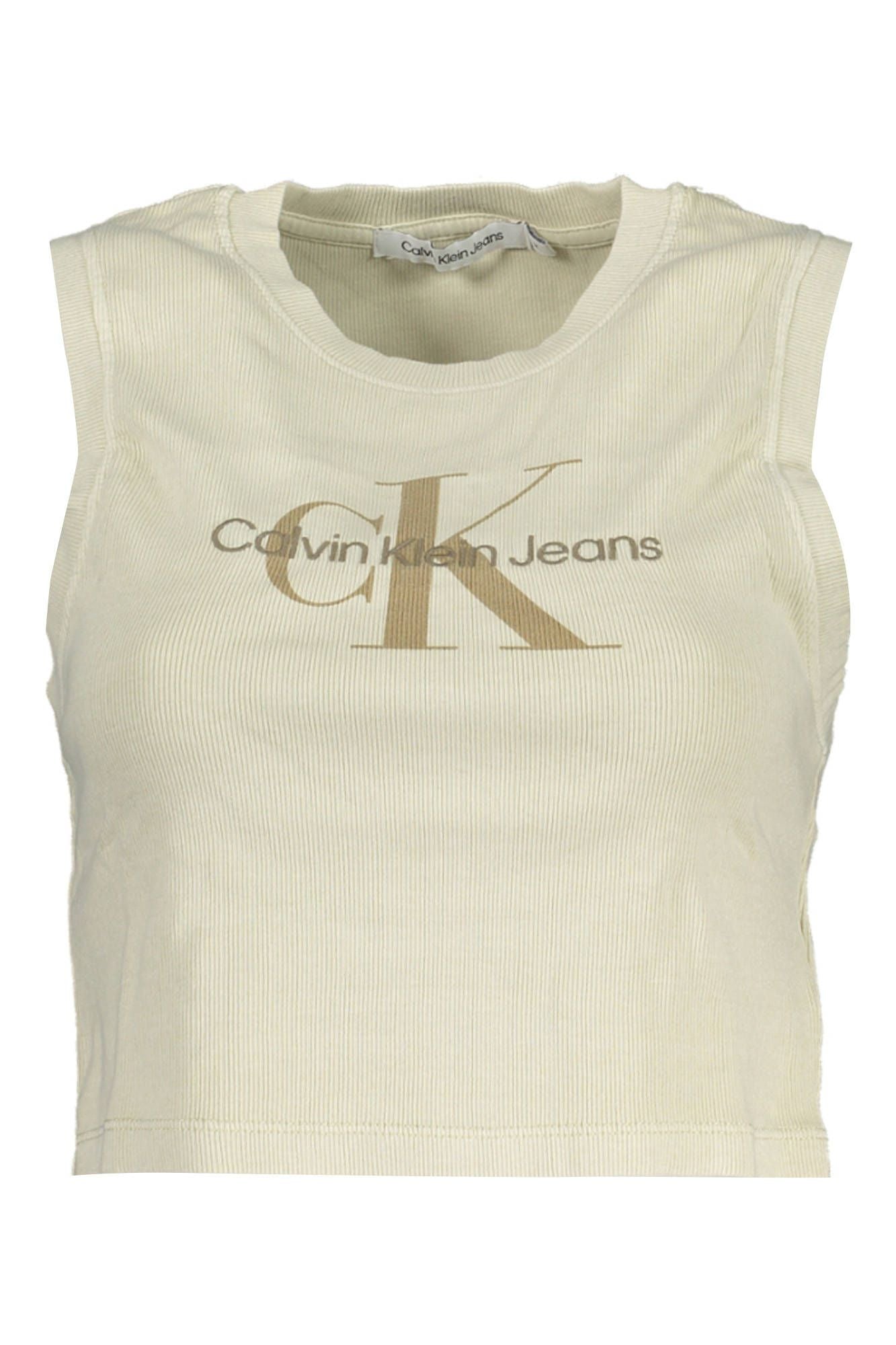 Elegant Beige Sleeveless Embroidered Top