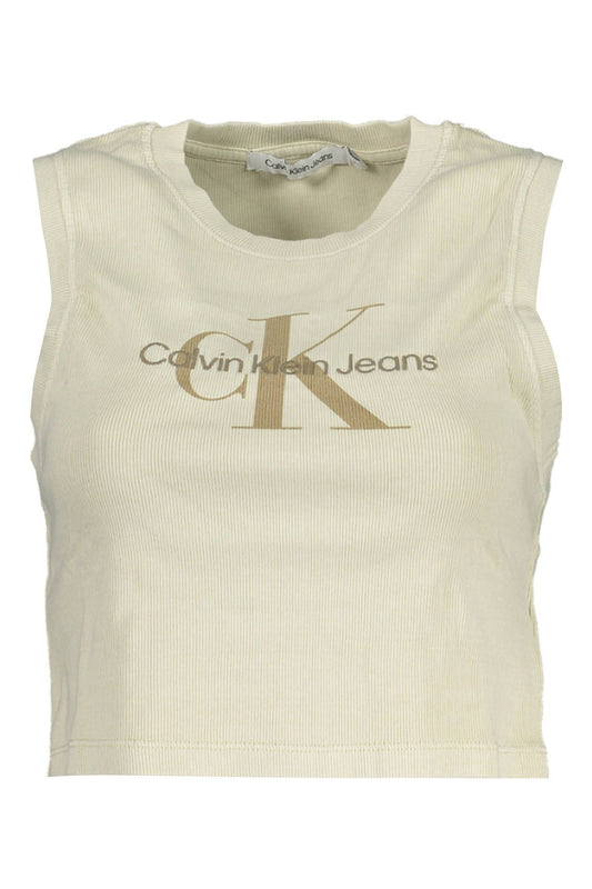 Elegant Beige Sleeveless Embroidered Top