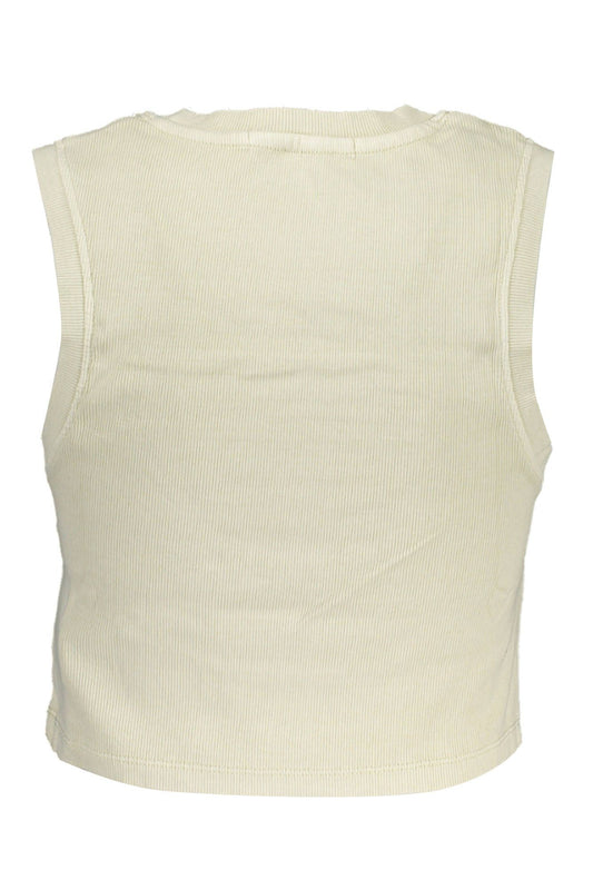 Elegant Beige Sleeveless Embroidered Top